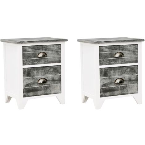 Lot De 2 Tables De Chevet Scandinaves Blanches – 2 Tiroirs – Yaheetech