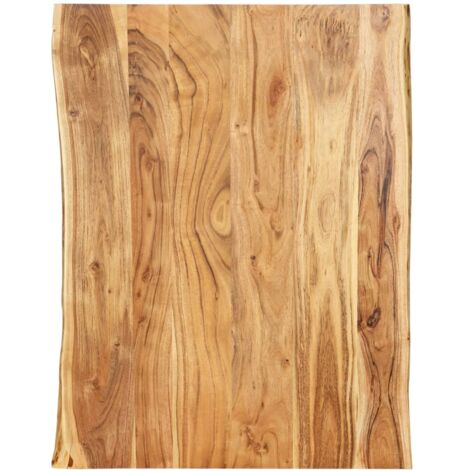 Bonnevie – Plateau de table en bois d'acacia massif 80x(50-60)x2,5 cm – Surface polie et laquée – Bords vivants pour esthétique naturelle - BV188448