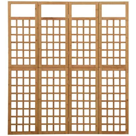 Bonnevie – Paravent cloison de séparation 4 panneaux en bois de sapin massif 161x180cm – Support pour plantes grimpantes – Rangement facile - OIB8395E (1/5)
