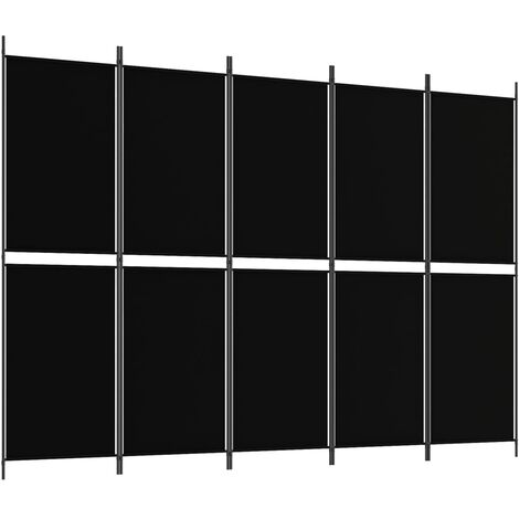 Paravent Cloison de séparation 5 panneaux, Pour Jardin, Balcon, Terrasse Noir 250x180 cm Tissu OIB5487E (1/5)