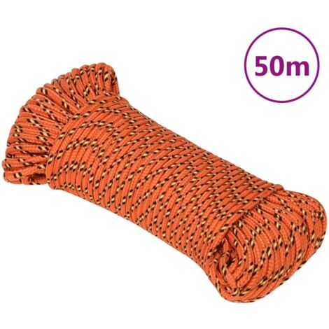 Corde de bateau,Cordage durable et solide Orange 4 mm 50 m Polypropylène -BV10478