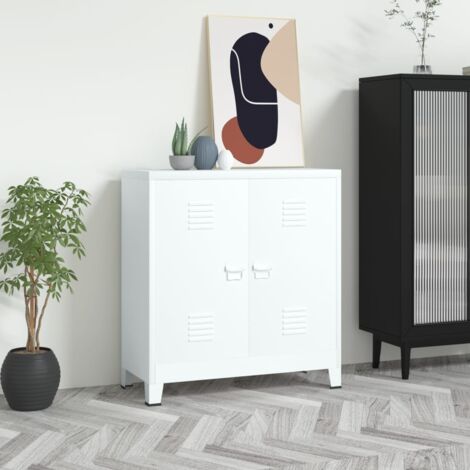 Classeur industriel Meuble de Rangement - Armoire De Bureau Blanc 90x40x100 cm Acier BV751168 (1/5)