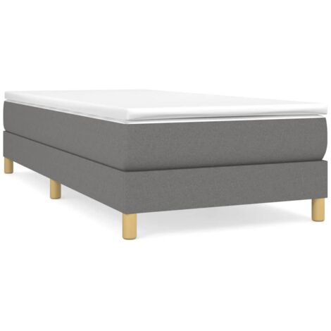 Bonnevie – Sommier tapissier 90x190 cm – Tissu polyester gris foncé – Structure en contreplaqué et bois d'ingénierie – Confort optimal - OIB8157E