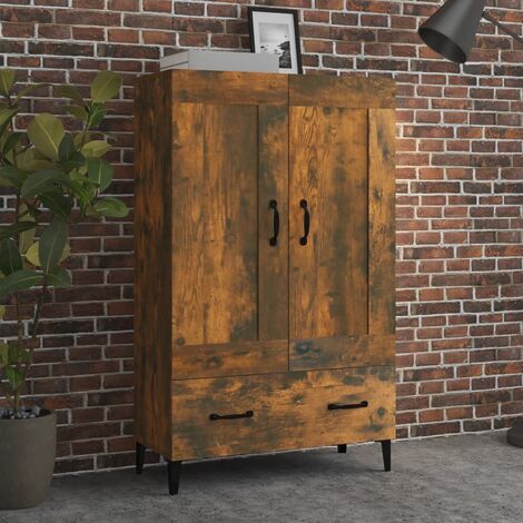 Buffet haut, Meuble de Rangement, Armoire de Cuisine Chêne fumé 70x31x115 cm Bois d'ingénierie RDS3843 (1/5)