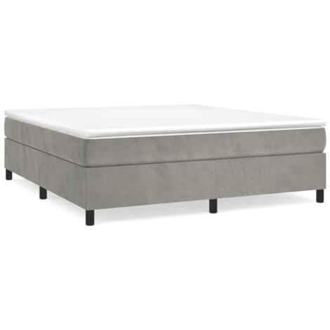 Bonnevie – Sommier à ressorts tapissier 180x200 cm – Velours gris clair – Lattes en contreplaqué pour soutien optimal – Dimensions totales 203x180x35 cm - OIB9085E