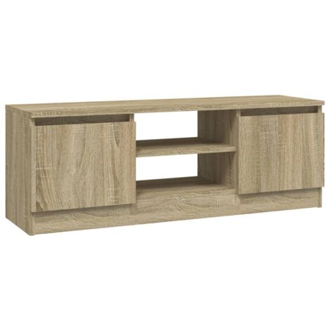 Meuble TV, Étagère TV, Meuble de Salon, Moderne avec porte Chêne sonoma 102x30x36 cm OIB1426E (1/5)
