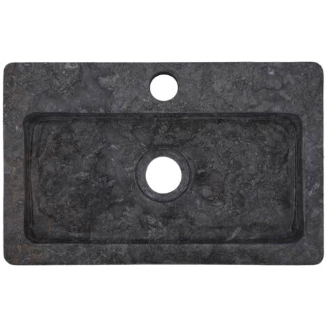 Bonnevie – Lavabo vasque à poser en marbre gris 38x24x6,5 cm – Bac à laver mural – Design moderne pour salle de bain - OIB1653E (1/5)