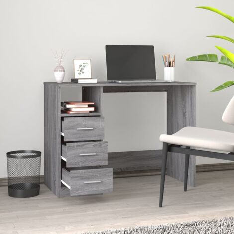 Bureau avec tiroirs Bureau informatique - Table de Bureau Sonoma gris 102x50x76 cm Bois d'ingénierie BV437931