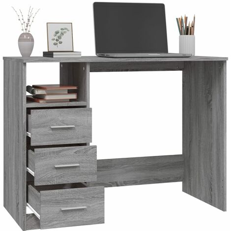 Bureau avec tiroirs Bureau informatique - Table de Bureau Sonoma gris 102x50x76 cm Bois d'ingénierie BV437931