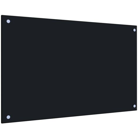 Bonnevie – Crédence de cuisine en verre trempé noir 80 x 50 cm – Protection anti-éclaboussures – Résistant à la chaleur et aux rayures – Installation facile (1/4)