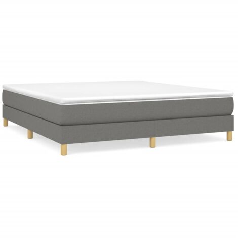 Bonnevie – Sommier tapissier 160x200 cm – Tissu polyester gris foncé – Lattes en contreplaqué pour soutien optimal – Dimensions totales 203x160x25 cm - OIB4089E (1/5)