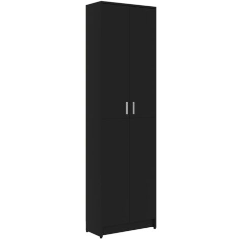 Porte-manteau Couloir Avec Banc Et Rangement Chaussures - 120x40x191 Cm - Noir - Autoportant