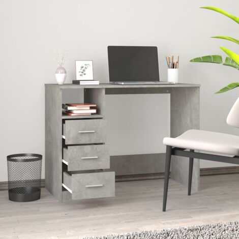 Bureau avec tiroirs Bureau informatique - Table de Bureau Gris béton 102x50x76 cm Bois d'ingénierie BV924398