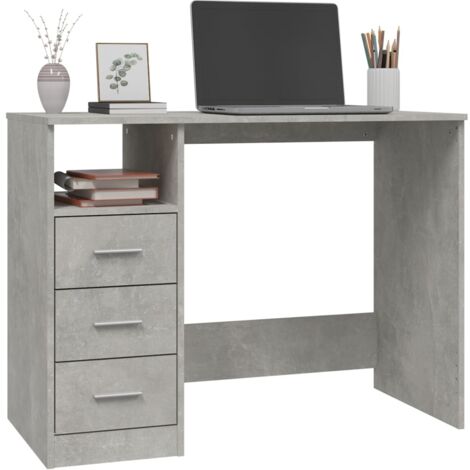 Bureau avec tiroirs Bureau informatique - Table de Bureau Gris béton 102x50x76 cm Bois d'ingénierie BV924398