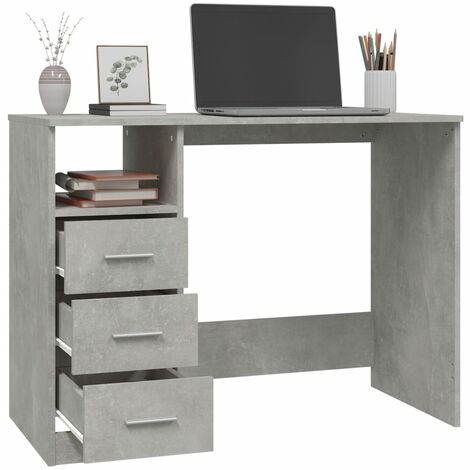 Bureau avec tiroirs Bureau informatique - Table de Bureau Gris béton 102x50x76 cm Bois d'ingénierie BV924398