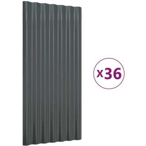Lot de 36 Panneaux de toiture, Plaque moderne, Haute qualité, Acier Anthracite 80x36 cm OIB5638E (1/5)