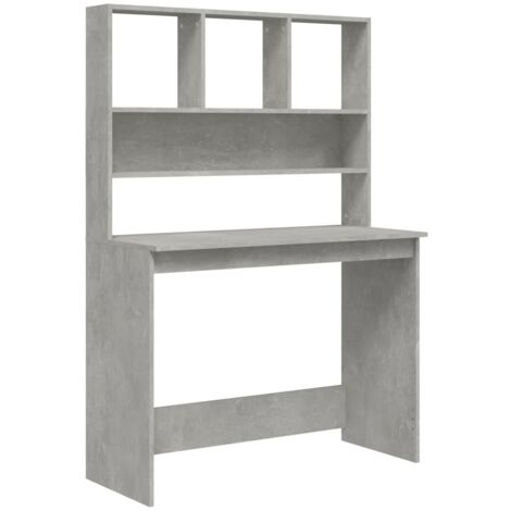 Bureau avec étagères  Bureau d'ordinateur Bureau informatique Gris béton 102x45x148 cm Bois d'ingénierie 54263