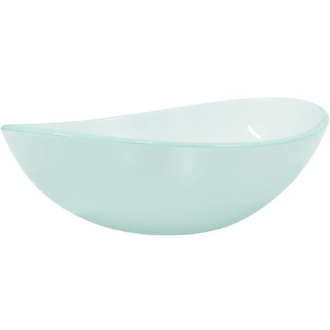 Lavabo vasque à poser Luxueux, Verre trempé Bac à laver, 54,5x35x15,5 cm Dépoli OIB1806E (1/5)