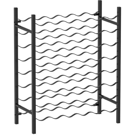 Bonnevie – Casier à bouteilles 48 bouteilles – Métal enduit de poudre noir – Dimensions 65 x 30 x 80 cm – Sur pied, assemblage requis - BV616488 (1/5)