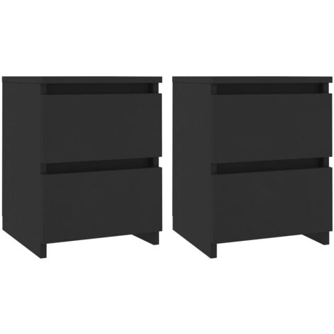 Bonnevie – Lot de 2 tables de chevet noir en aggloméré – Dimensions 30 x 30 x 40 cm – 2 tiroirs coulissants pour rangement – Idéales pour chambre ou salon - NOIR 30 X