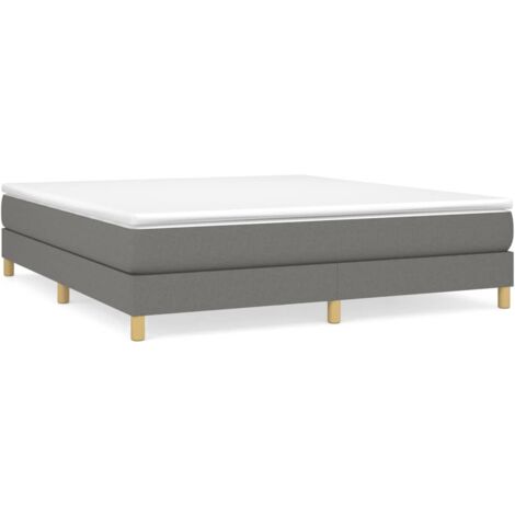 Bonnevie – Sommier à ressorts 180x200 cm – Tissu polyester gris foncé – Cadre tapissier avec lattes en contreplaqué – Stabilité renforcée - OIB3949E (1/5)