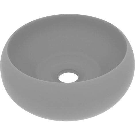 Lavabo vasque à poser Luxueux, rond de luxe Bac à laver, Gris clair mat 40x15 cm Céramique OIB1437E (1/5)