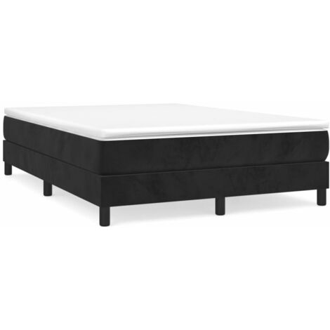 Bonnevie – Sommier tapissier 140x190 cm en velours noir – Lattes en contreplaqué pour répartition du poids – Cadre robuste pour matelas - OIB8130E