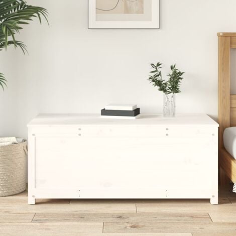 Banc Coffre de rangement - Banquette Pouf Blanc 110x50x45,5 cm Bois massif de pin BV475920