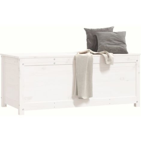 Banc Coffre de rangement - Banquette Pouf Blanc 110x50x45,5 cm Bois massif de pin BV475920