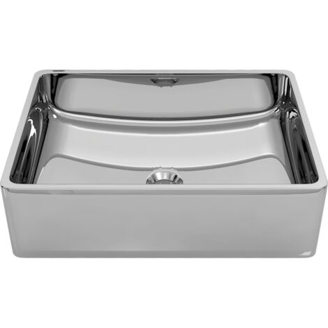 Vasque 42 X 14 Cm Céramique Argenté WVGQ4687