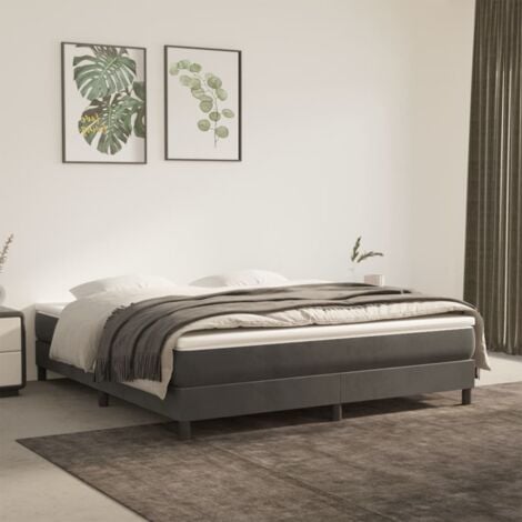 Sommier à ressorts de lit Résistant et confortable, Tapissier à lattes, Gris foncé 180x200 cm Velours OIB5294E