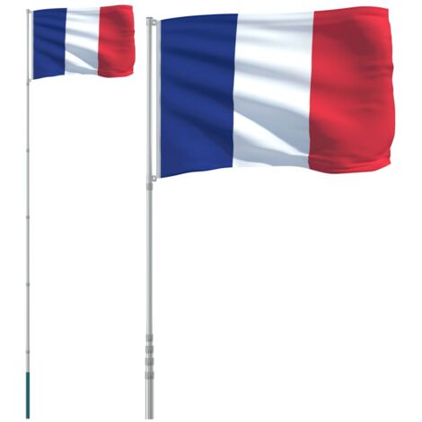 Drapeau de la France et mât 5,55 m Aluminium vidaXL