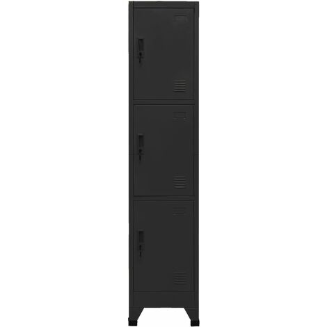 Armoire à casier Vestiaire Rangements Noir 38x45x180 cm Acier -30134 (1/5)