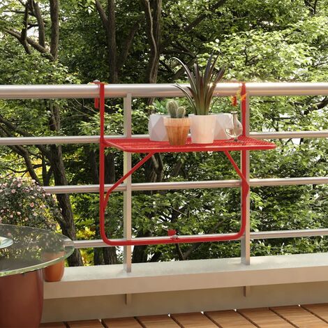 Table suspendue de balcon Table d'extérieur - Rouge 60x40 cm Acier BV747478 (1/5)