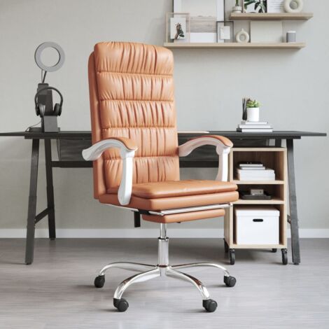 Chaise de bureau inclinable Fauteuil gamer - Chaise d'ordinateur Marron Similicuir BonneVie-84872 (1/5)