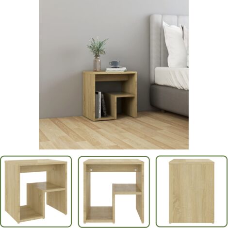 The Living Store Table de chevet chêne sonoma 40x30x40 cm bois d'ingénierie - Table De Chevet - Meuble De Chambre - Table Latérale - Rangement Nuit - Commode (1/5)