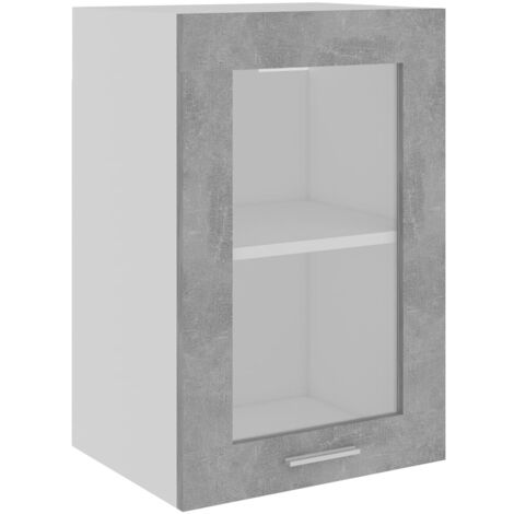 Armoire en verre suspendue  Armoire de cuisine Meuble haut Cuisine Gris béton 40x31x60 cm Aggloméré 75349