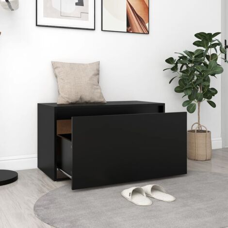 Banc d'entrée Banc Coffre de rangement - Banquette 80x40x45 cm Noir Aggloméré BV677371 - BonneVie