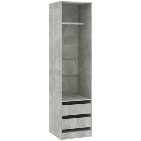 Garde-robe Meuble de Rangement - Style Contemporain avec tiroirs Gris béton 50x50x200 cm Aggloméré BV779234 - BonneVie (1/5)