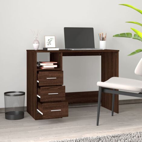 Bureau avec tiroirs Bureau informatique - Table de Bureau Chêne marron 102x50x76 cm Bois d'ingénierie BV440663 - BonneVie
