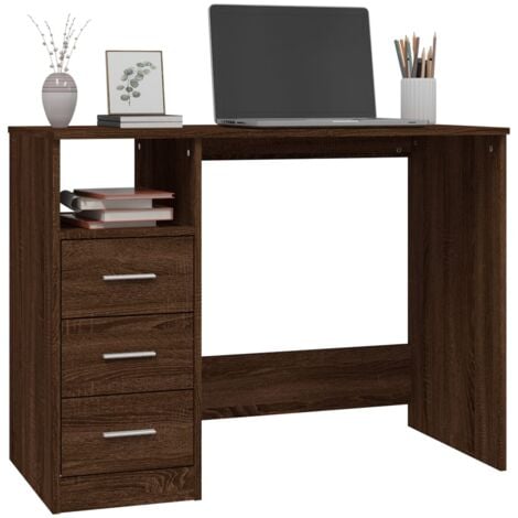 Bureau avec tiroirs Bureau informatique - Table de Bureau Chêne marron 102x50x76 cm Bois d'ingénierie BV440663 - BonneVie