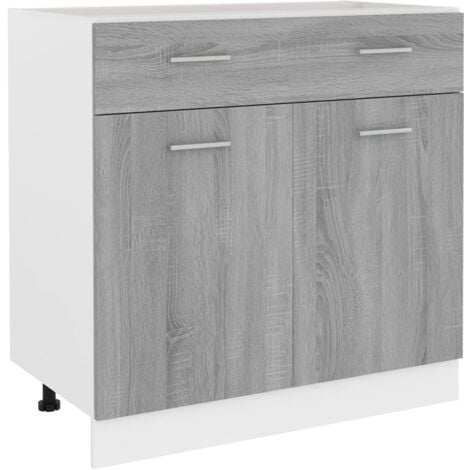 Armoire de plancher à tiroir  Armoire de cuisine Meuble bas de Cuisine Sonoma gris 80x46x81,5 cm 57393