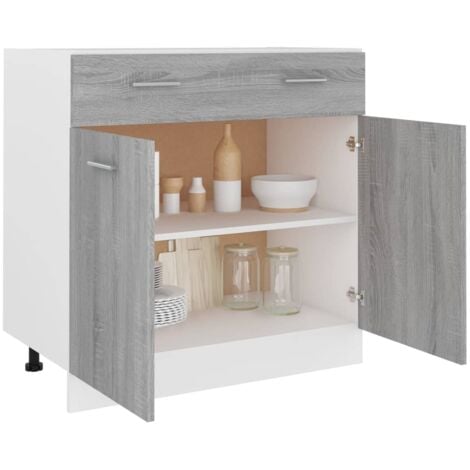 Armoire de plancher à tiroir  Armoire de cuisine Meuble bas de Cuisine Sonoma gris 80x46x81,5 cm 57393