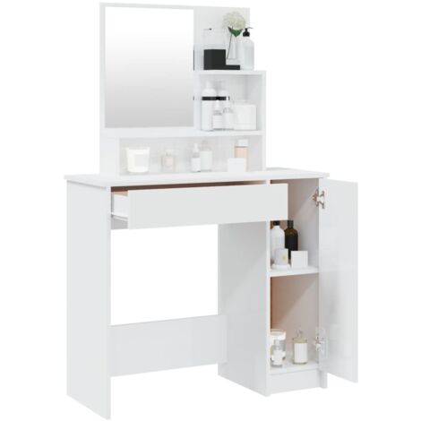 Console Murale Armoire à Bijoux Style Asiatique - Blanc - 6 Tiroirs - 95x80x24 Cm - Neuf à Assembler