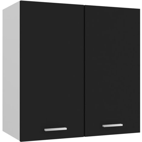 Maison Chic – Élément haut de cuisine noir 60x31x60 cm – Meuble aggloméré avec 2 portes et 2 étagères – Optimise l'espace de rangement - Chic-638170