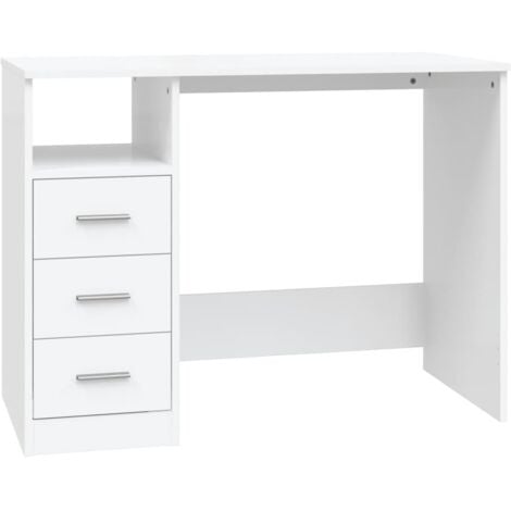 Bureau avec tiroirs  Bureau d'ordinateur Bureau informatique Blanc 102x50x76 cm Bois d'ingénierie 49651