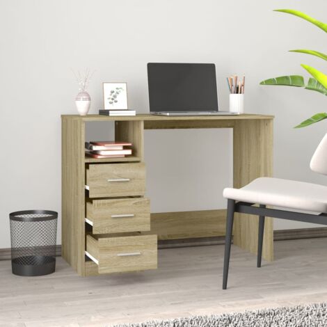 Bureau avec tiroirs Bureau informatique - Table de Bureau Chêne sonoma 102x50x76 cm Bois d'ingénierie BV368403 - BonneVie
