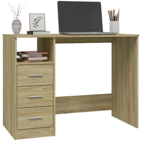 Bureau avec tiroirs Bureau informatique - Table de Bureau Chêne sonoma 102x50x76 cm Bois d'ingénierie BV368403 - BonneVie