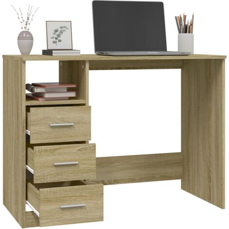 Bureau avec tiroirs Bureau informatique - Table de Bureau Chêne sonoma 102x50x76 cm Bois d'ingénierie BV368403 - BonneVie