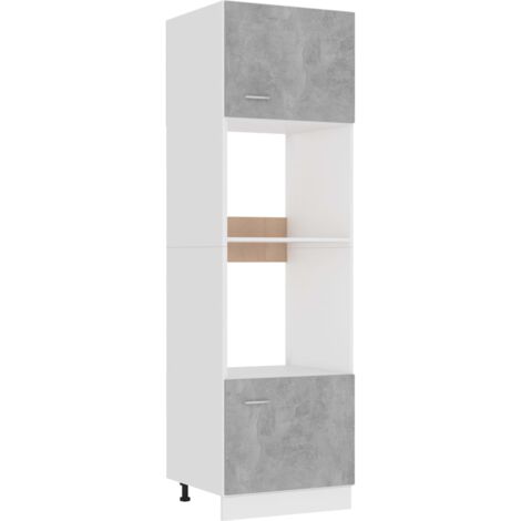 Armoire à micro-ondes  Armoire de cuisine Meuble bas de Cuisine Gris béton 60x57x207 cm Aggloméré 41293